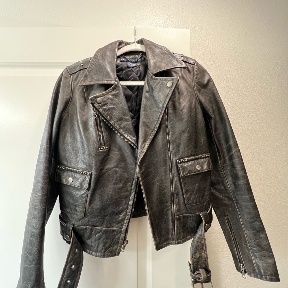Women's Gray Leather Jacket